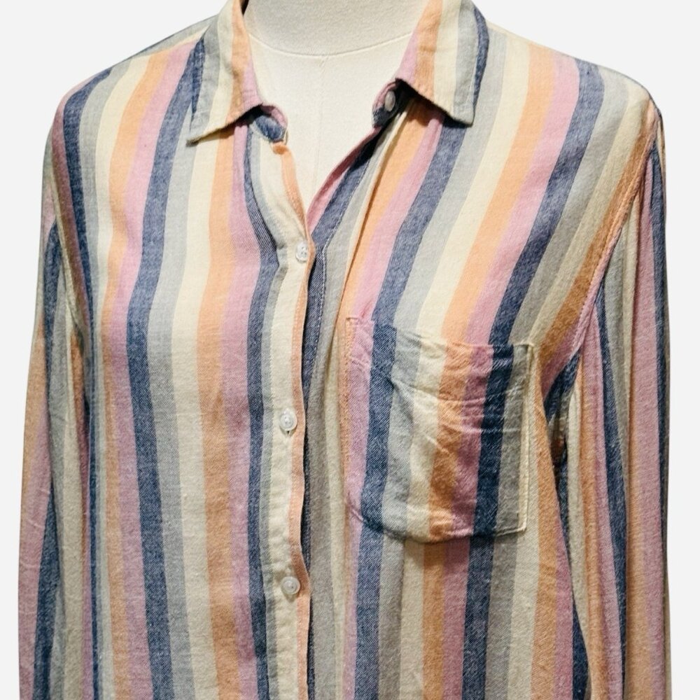 Rails Charli Linen Blend Rainbow Long Sleeve Butt… - image 4